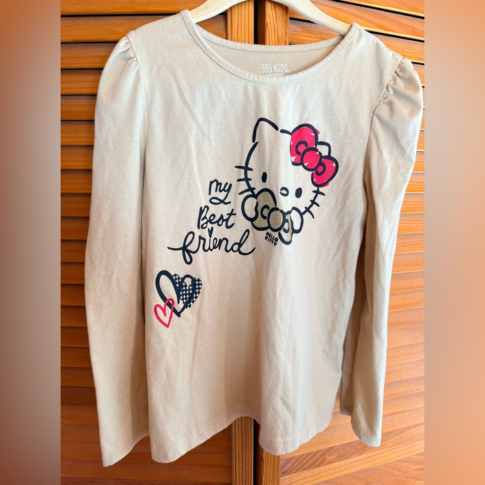 Hello Kitty Beige Long Sleeve Tee with Red Bow - Kids